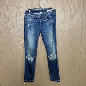 Rag & Bone Womens Jeans The Dre Raw Hem Distressed Straight Leg Size 26 Low Rise